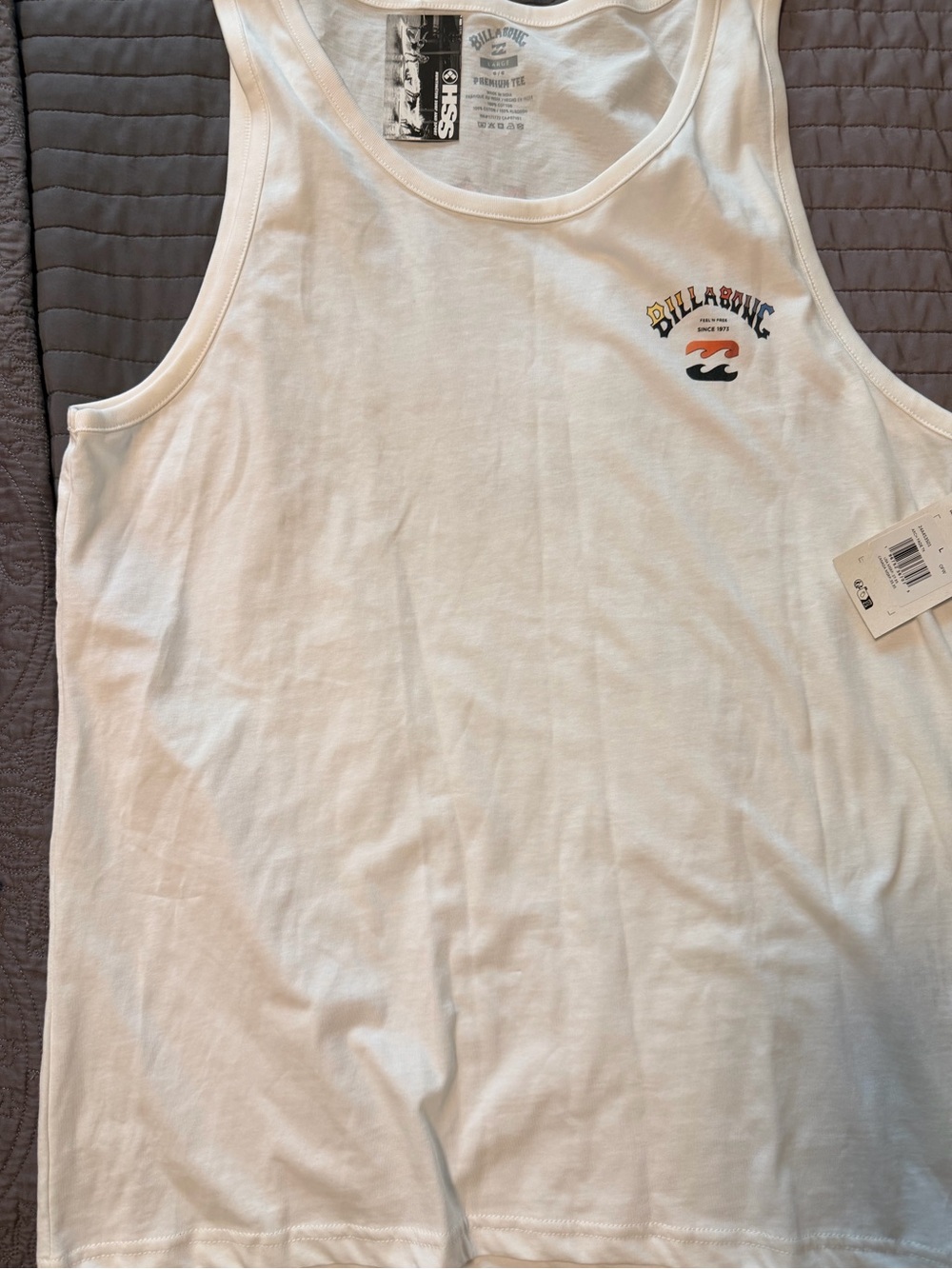 Billabong White Crewneck Tank with Subtle Logo Print